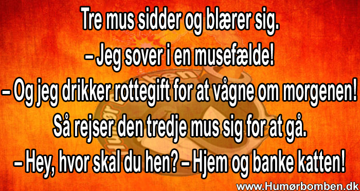 Tre mus sidder og blærer sig